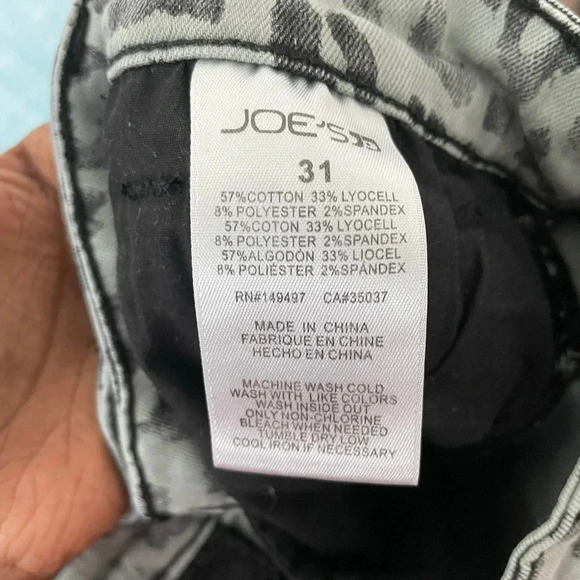 Joe's Jeans High-Rise Ankle Skinny Raw Hem Grey Leopard Denim Size 31 - Picture 6 of 6